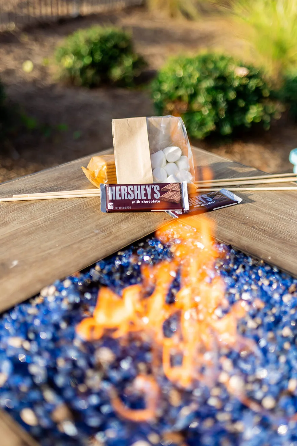 Product detail near a fire pit