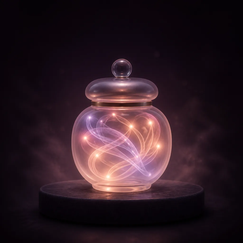 A warm abstract keepsake formed from two connected lights