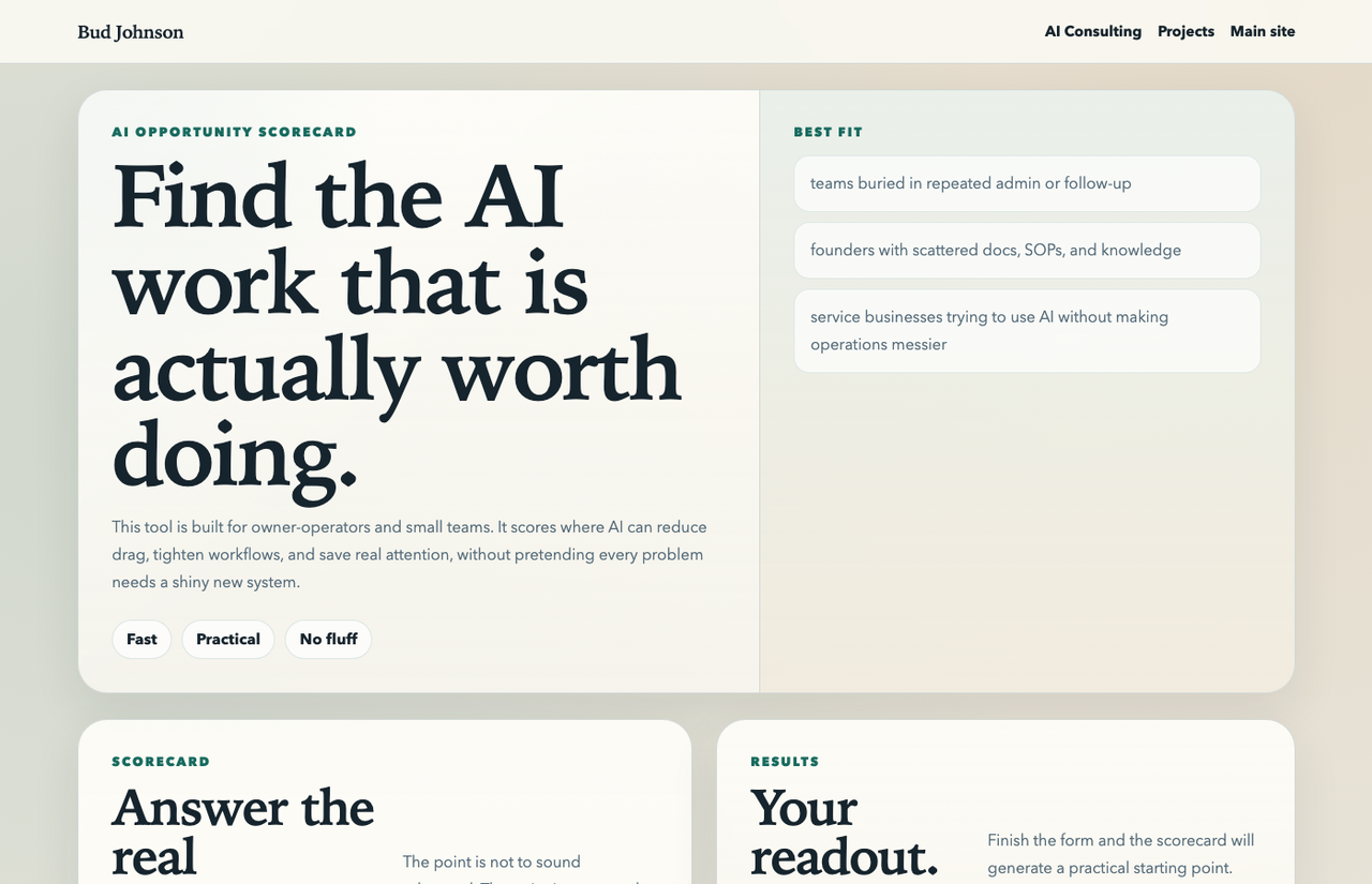 AI Opportunity Scorecard interface preview